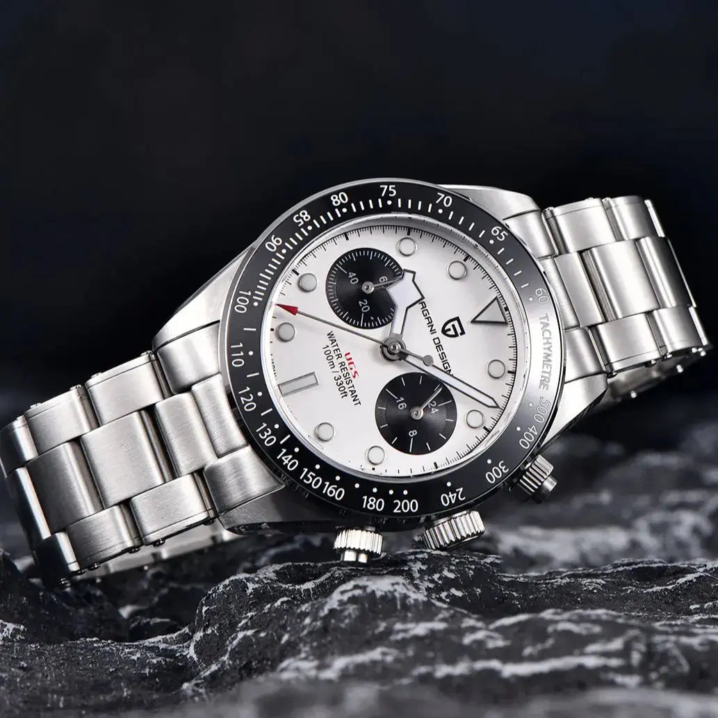 Panda Retro Sport Chronograph Luxury Quartz Watch For Men Sapphire mirror 10Bar Waterproof - Inspirational Watches