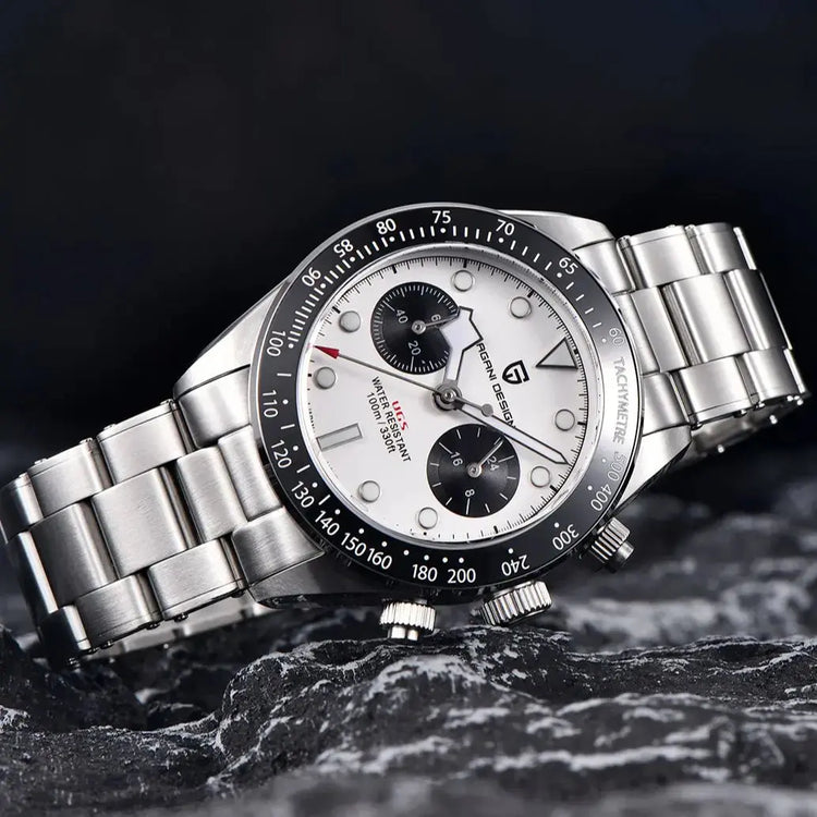 Panda Retro Sport Chronograph Luxury Quartz Watch For Men Sapphire mirror 10Bar Waterproof - Inspirational Watches