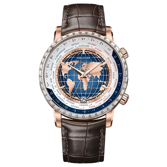 World Time Automatic Mechanical Calendar Stainless Steel Inspirational Watches