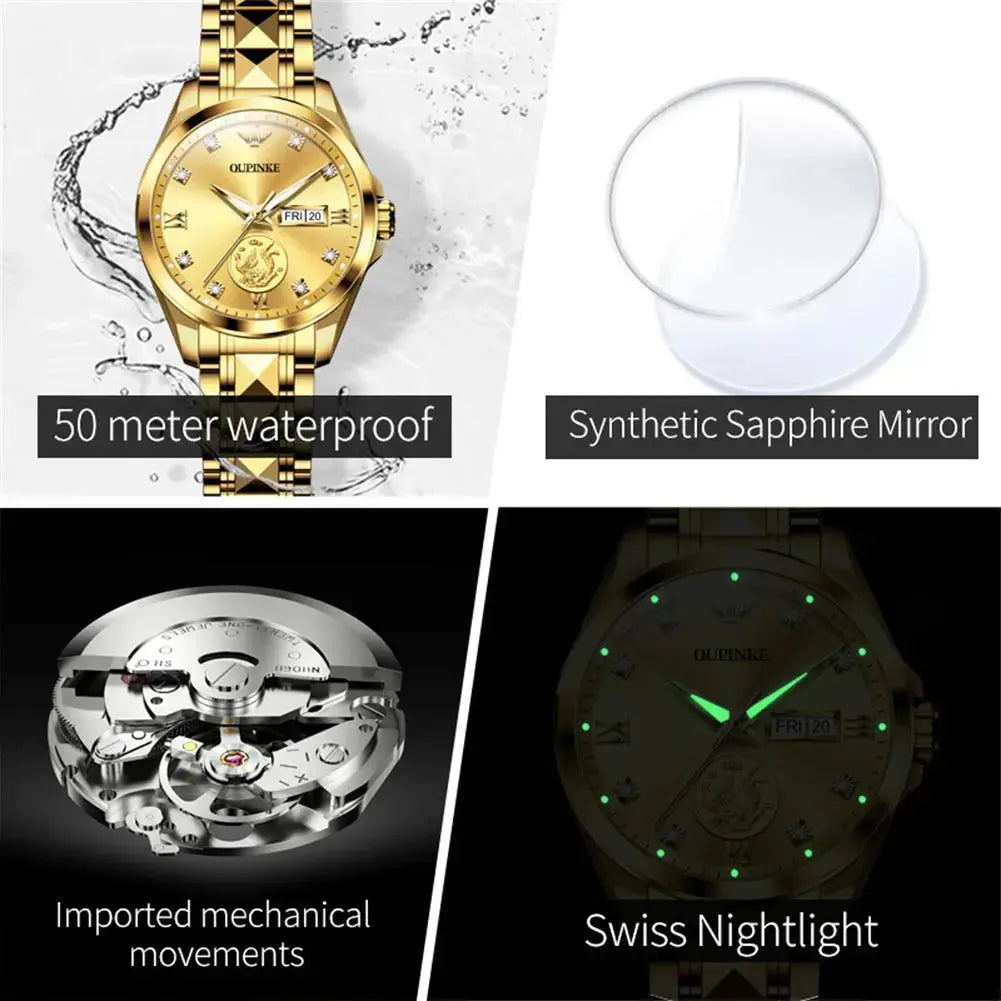 Gold Phoenix Women Luxury Swiss Certified Automatic Mechanical Watch - Inspirational Watches