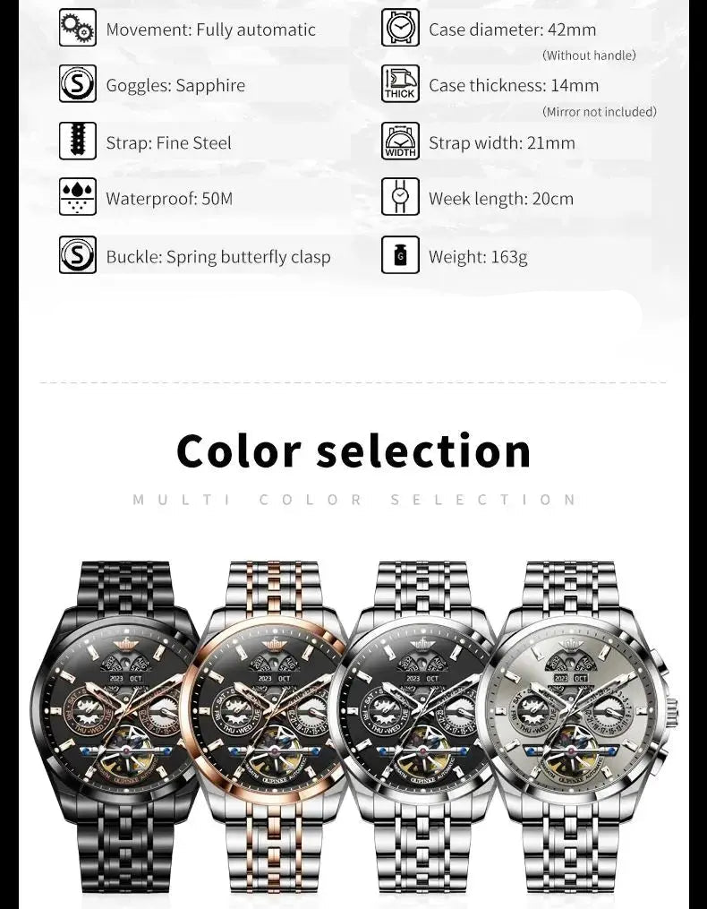 Automatic Luxury Waterproof Hollow Skeleton Watch - Inspirational Watches