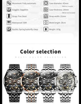 Automatic Luxury Waterproof Hollow Skeleton Watch - Inspirational Watches
