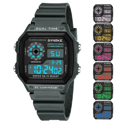 Digital Sports Luminous Multifunction Waterproof watch Inspirational Watches