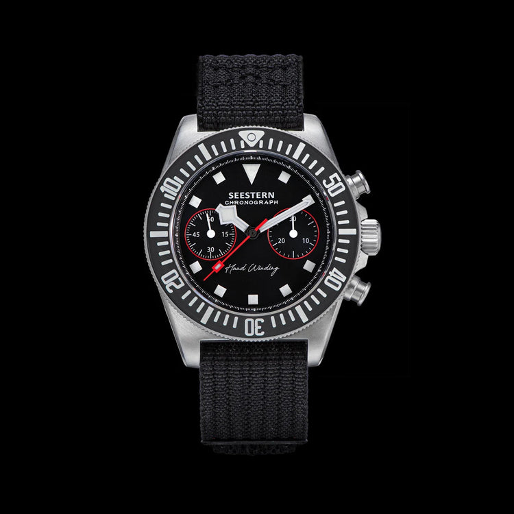SEESTERN Chronograph Man of Watch Mechanical Tianjin ST1901 Movement Sapphire Wristwatches Nylon Sticker Strap Luminous Skeleton Inspirational Watches