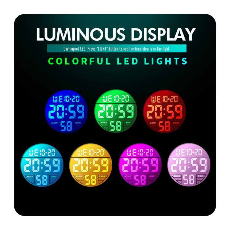 LED light Display Digital Alarm Clock 5Bar Waterproof Kids Sports Watch Inspirational Watches