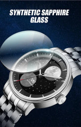 Lunar Moon Phase Automatic Mechanical Sapphire Waterproof Twin Moons Inspirational Watches