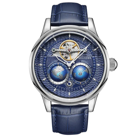 Dual Earth Rotating Waterproof Pilots 1963 Flywheel Wristwatches Inspirational Watches