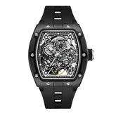 Mechanical Watch for Men Fashion Sport Analog Automatic Wristwatch Skeleton Stainless 50M Waterproof Watches with Tonneau Dial Inspirational Watches