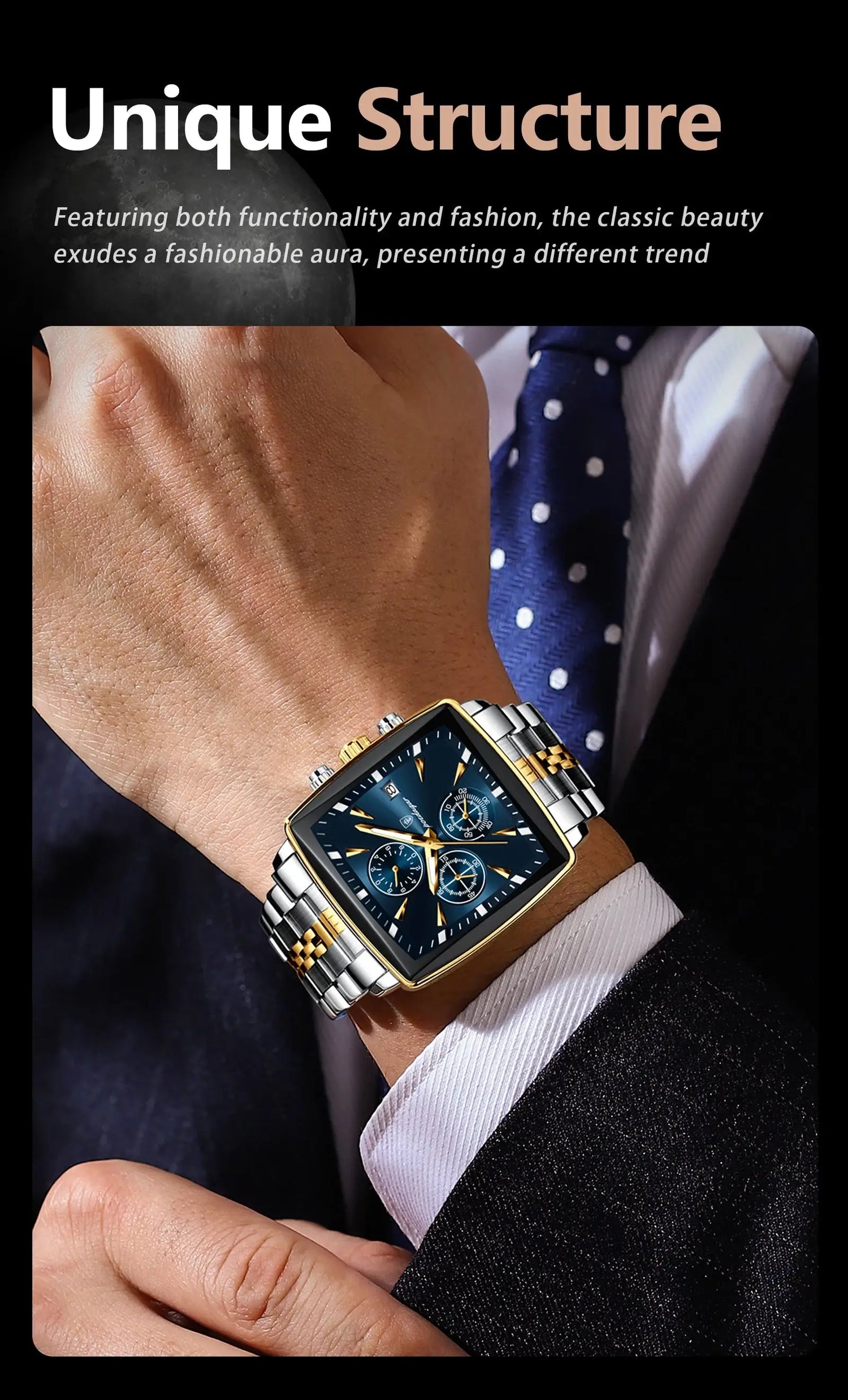 POEDAGAR Business Quartz Man Wristwatch Stainless Steel Waterproof Luminous Men Clock Chronograph Date Sport Men&