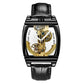 Top Brand Luxury Automatic Mechanical Transparent Skeleton Bridge Watch Leather Belt Inspirational Watches