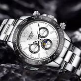 Automatic Watch with Ceramic Bezel Three Eyes Six Hands Waterproof Luminous - Inspirational Watches