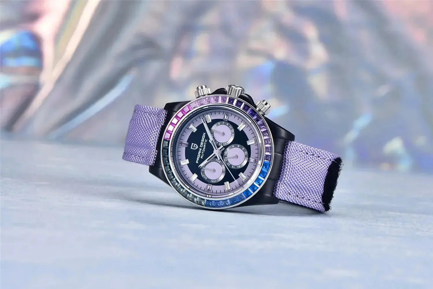 Automatic Mechanical Watch 40MM Rainbow Circle Multifunction Wristwatch Inspirational Watches