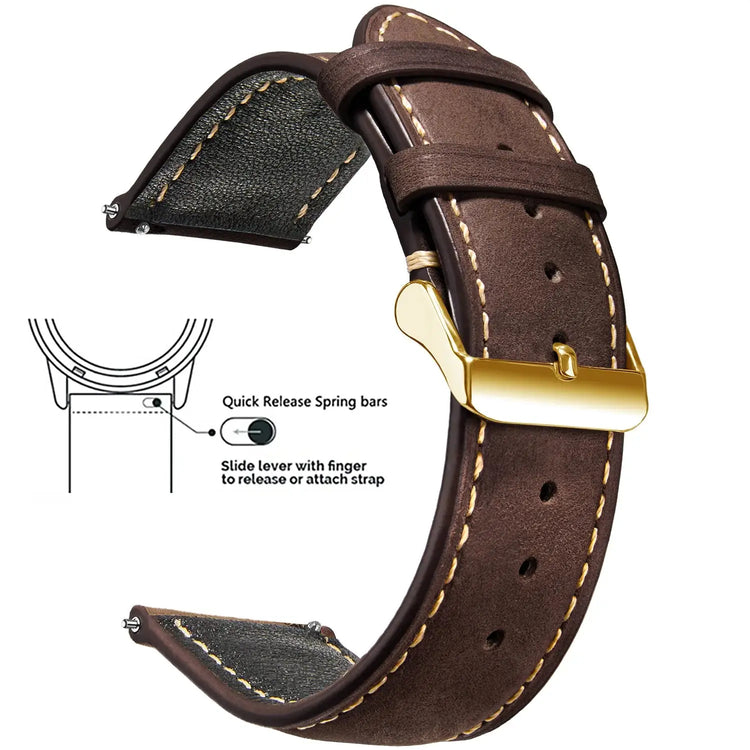Vintage Quick-Release Genuine Leather Watch Strap