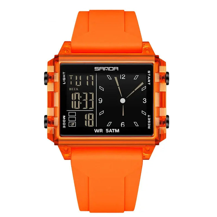 Square Dual Time Electronic Watch Waterproof - Inspirational Watches
