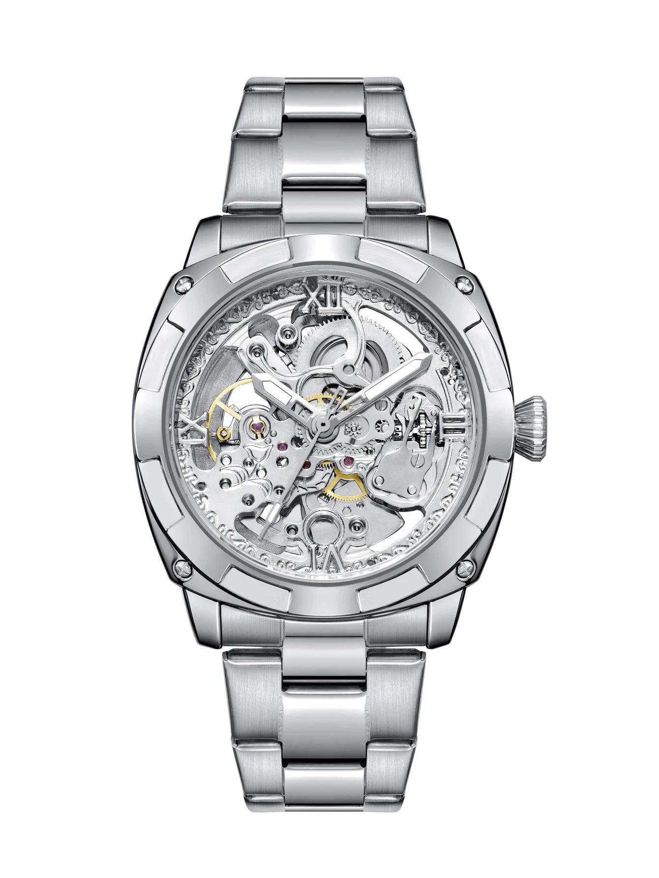 Men automatic watch luxury mechanical watches waterproof skeleton  wholesale stainless steel gift watch Inspirational Watches
