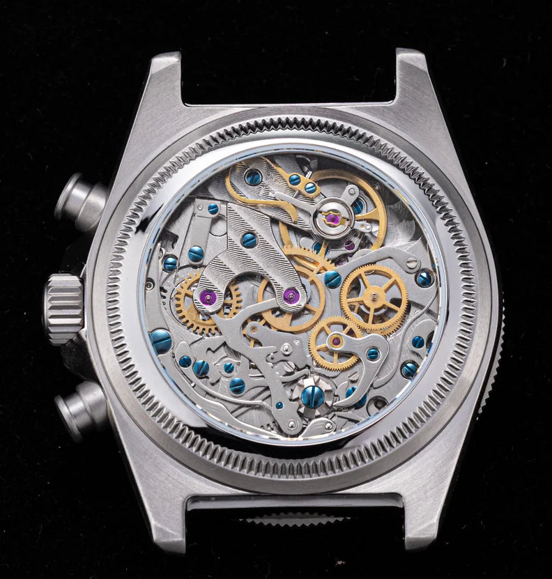SEESTERN Chronograph Man of Watch Mechanical Tianjin ST1901 Movement Sapphire Wristwatches Nylon Sticker Strap Luminous Skeleton Inspirational Watches
