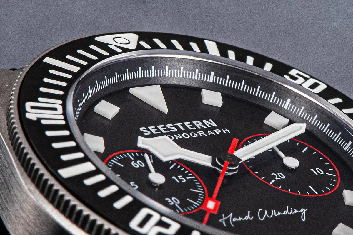 SEESTERN Chronograph Man of Watch Mechanical Tianjin ST1901 Movement Sapphire Wristwatches Nylon Sticker Strap Luminous Skeleton Inspirational Watches