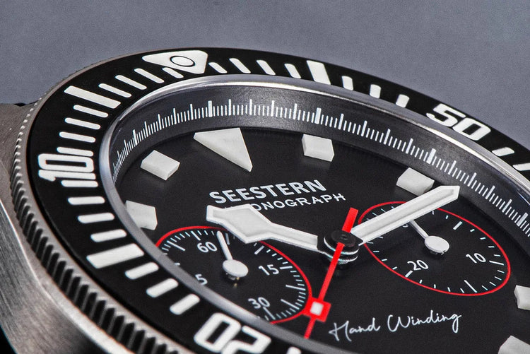 SEESTERN Chronograph Man of Watch Mechanical Tianjin ST1901 Movement Sapphire Wristwatches Nylon Sticker Strap Luminous Skeleton Inspirational Watches