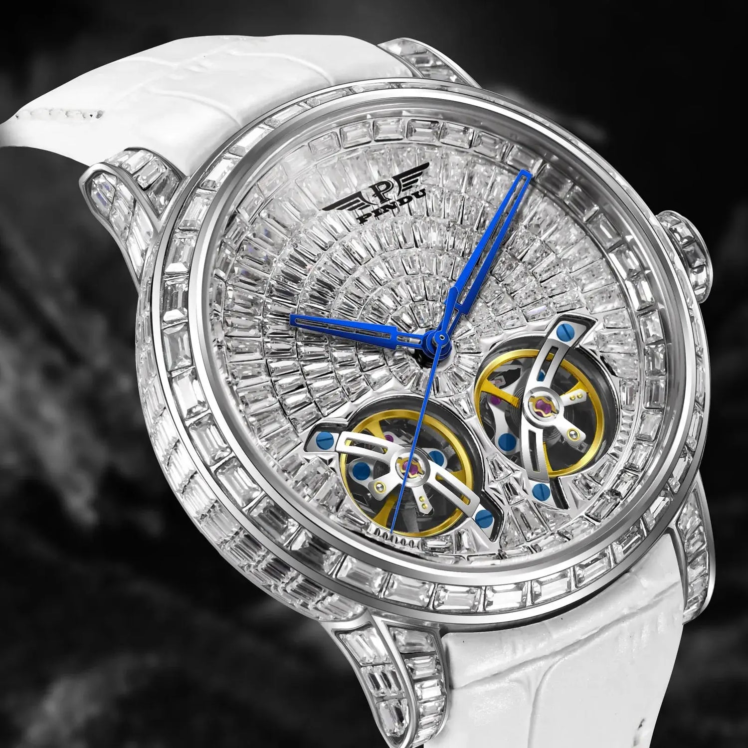 2026 PINDU Design New 46MM Diamond Mechanical Watch Men Top Luxury Double Flying Wheel Watch Sapphire Glass Waterproof Watch MEN Inspirational Watches