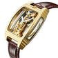 Transparent Automatic Mechanical Watch Men Steampunk Bridge Skeleton Luxury Gear Self Winding Inspirational Watches
