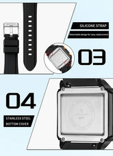 Square Dual Time Electronic Watch Waterproof - Inspirational Watches