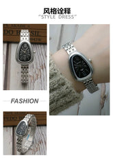 Brand Snake Head Dial Women Watch Luxury Ladies Quartz Watches Droplet Shaped Roman Numeral Steel Strap Wristwatches Gift Clock Inspirational Watches