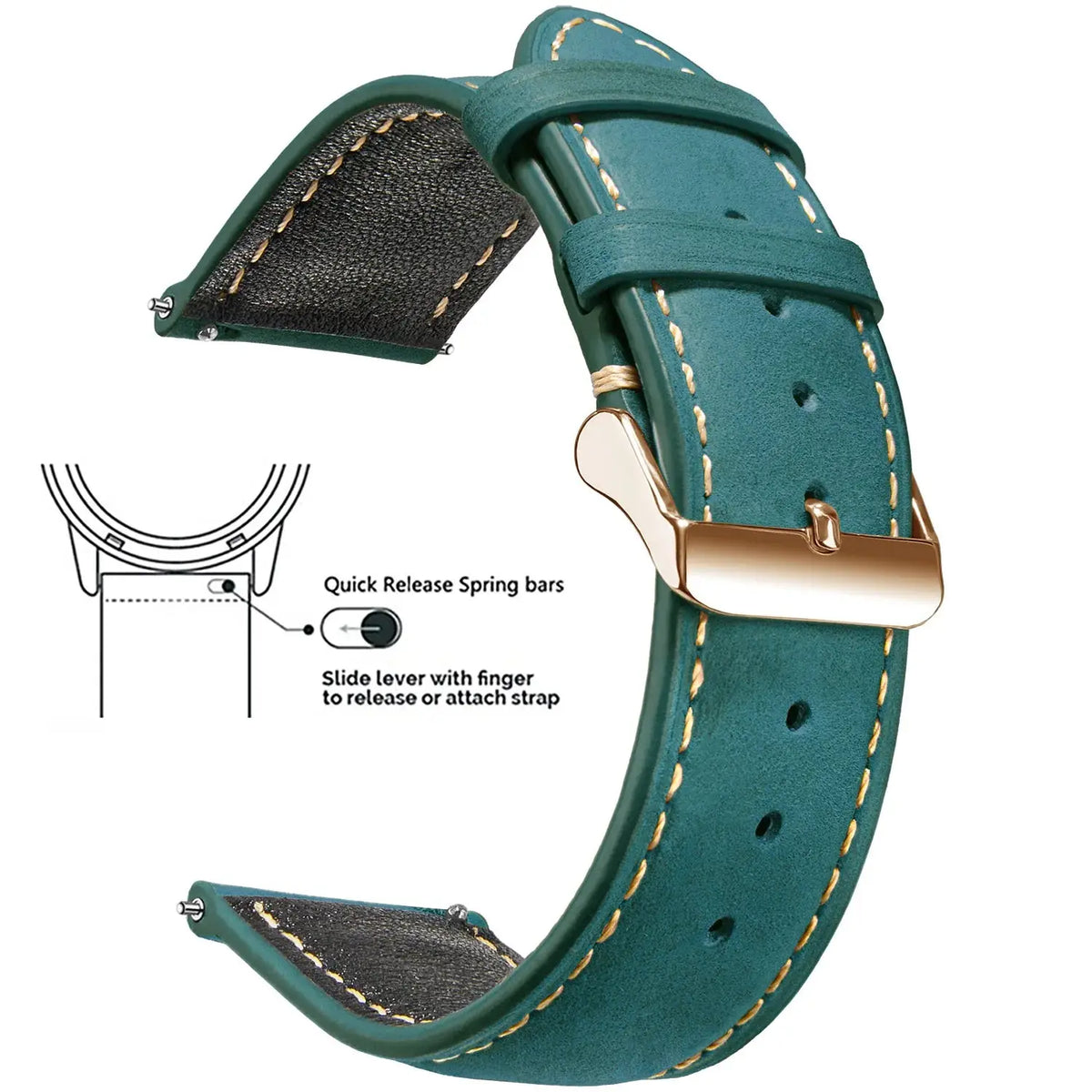 Vintage Quick-Release Genuine Leather Watch Strap