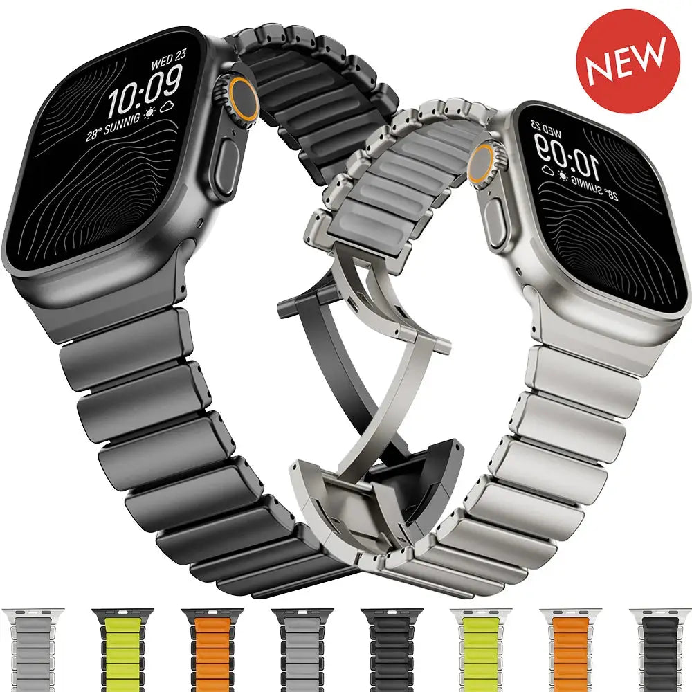 Titanium and Silicone Apple Watch Strap