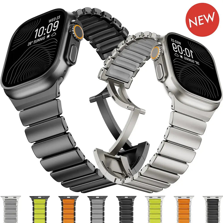 Titanium and Silicone Apple Watch Strap