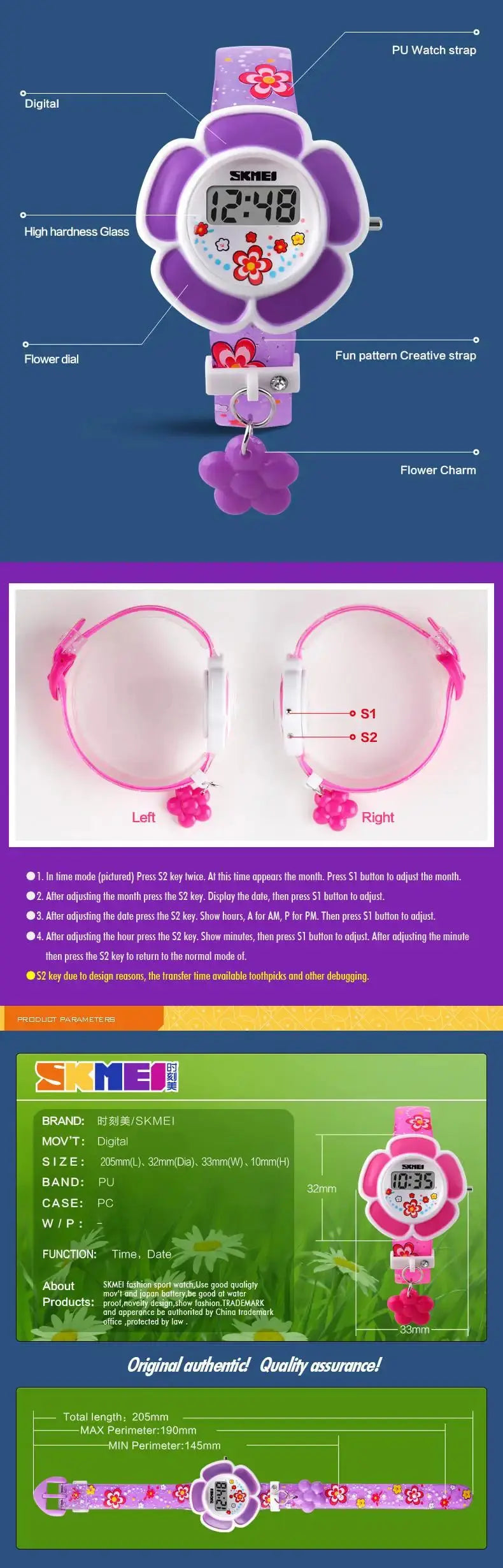 Flower Electronic Kids Watch Inspirational Watches