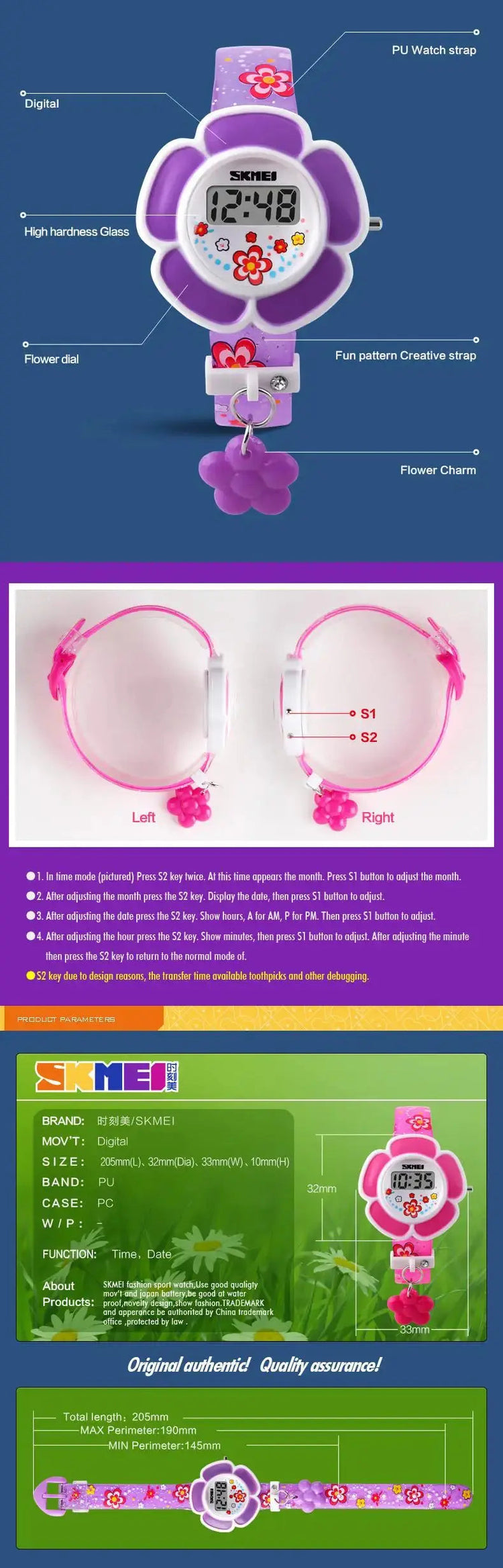Flower Electronic Kids Watch Inspirational Watches