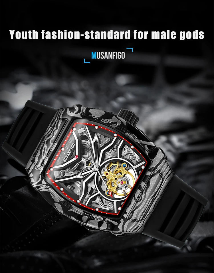Fully automatic skeleton mechanical watch, fashionable personality, luxury hot men&