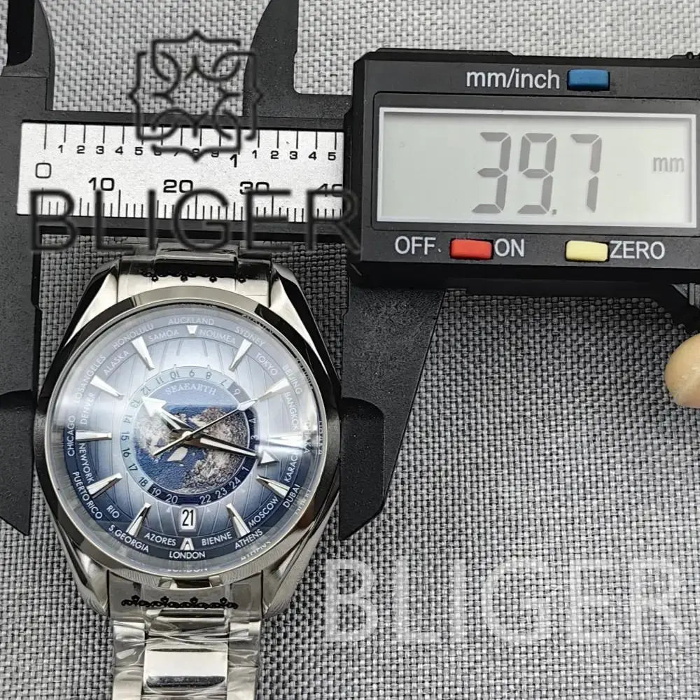 Time Earth Map Mechanical Sapphire Crystal Waterproof Luminous Inspirational Watches