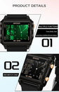 Square Dual Time Electronic Watch Waterproof Inspirational Watches