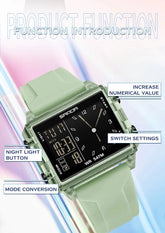 Square Dual Time Electronic Watch Waterproof - Inspirational Watches