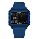 Square Dual Time Electronic Watch Waterproof - Inspirational Watches