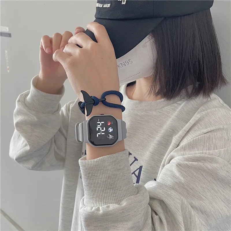 Waterproof LED Digital Kids Sport Watch Silicone Strap Inspirational Watches