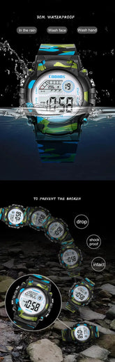 Waterproof Luminous Sport LED Digital Watches for Kids Inspirational Watches