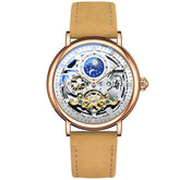 Skeleton Mechanical Watches Men Fashion Wristwatch Male Leather Watchband Man Clock Inspirational Watches