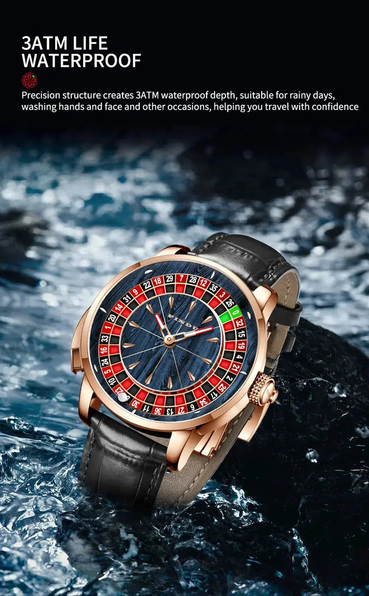 Wood Grain Mechanical Button Gambling Table Game Roulette - Inspirational Watches