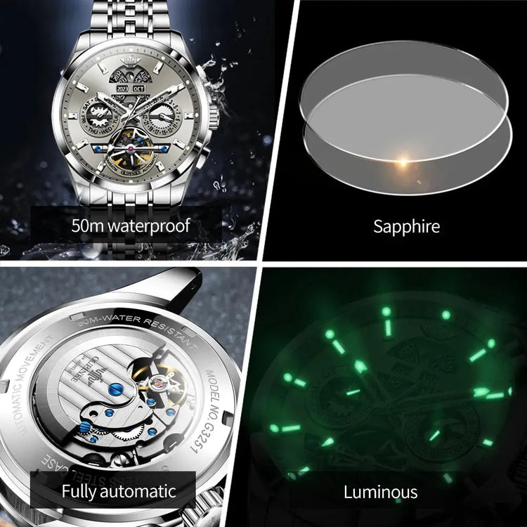 Automatic Luxury Waterproof Hollow Skeleton Watch - Inspirational Watches