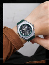 MEGIR Skeleton Dial Men Mechanical Watch Silicone Strap 316 Stainless Steel Case 50M Waterproof Automatic Wristwatches Men&