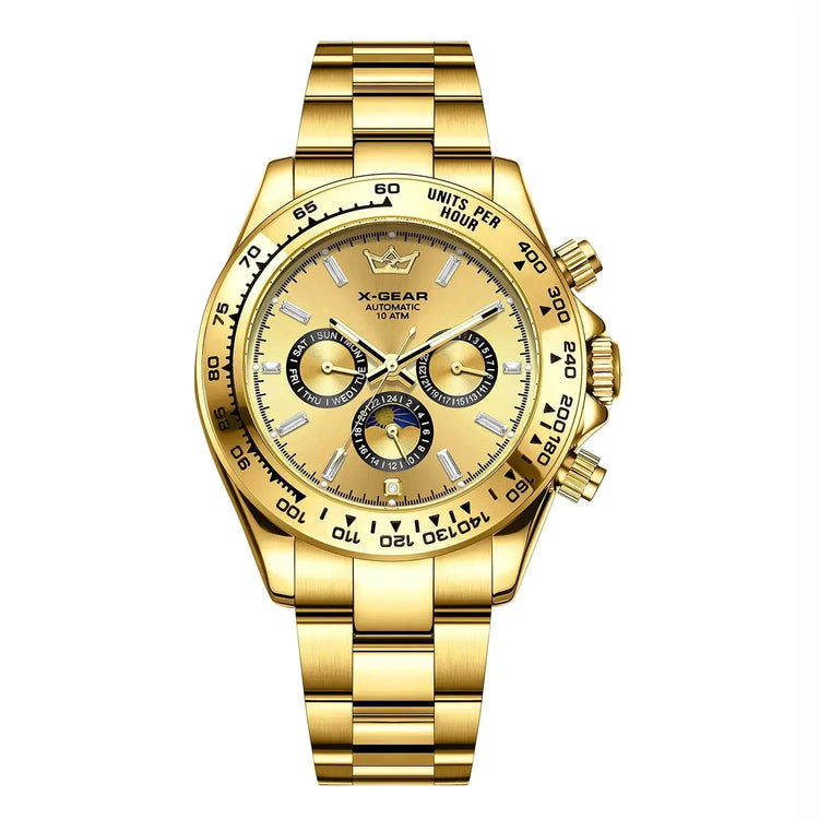 Automatic Watch with Ceramic Bezel Three Eyes Six Hands Waterproof Luminous - Inspirational Watches