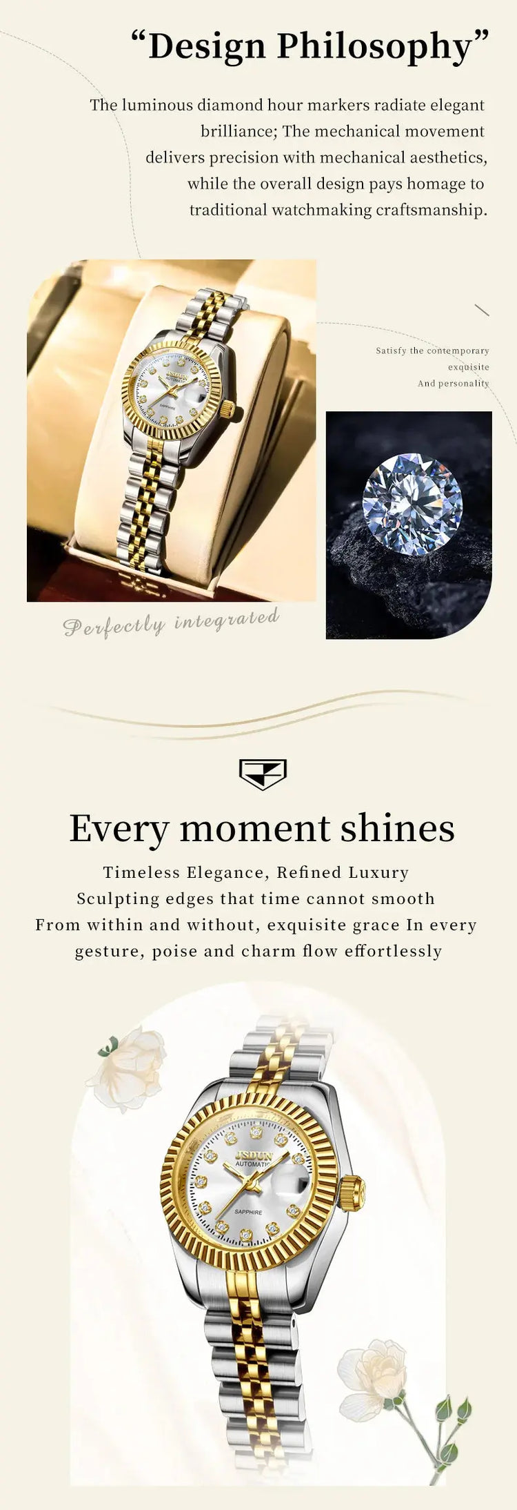 Automatic Mechanical Luxury Fashion Stainless Steel Women&
