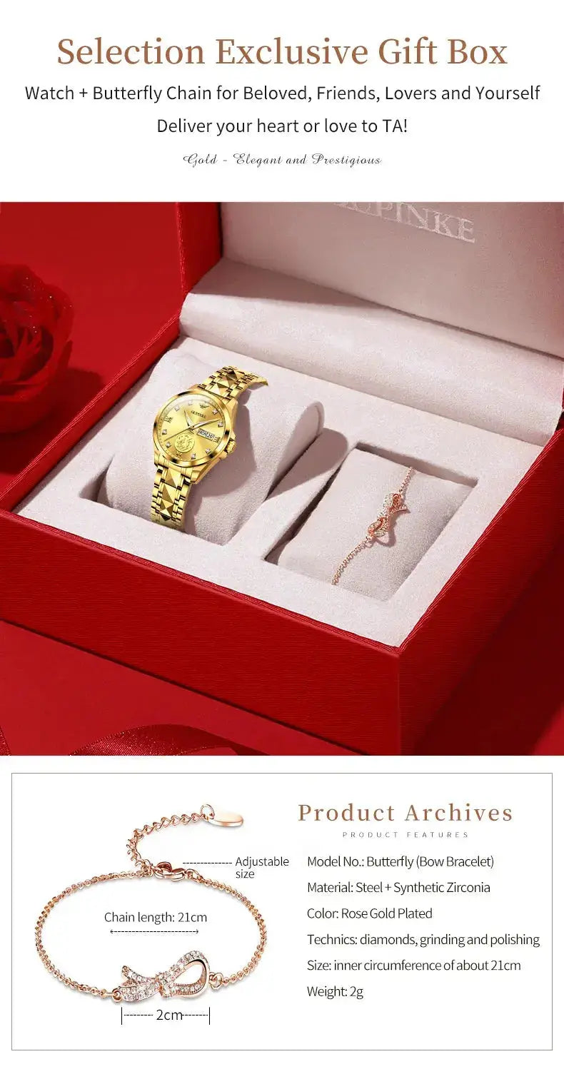 Gold Phoenix Women Luxury Swiss Certified Automatic Mechanical Watch - Inspirational Watches