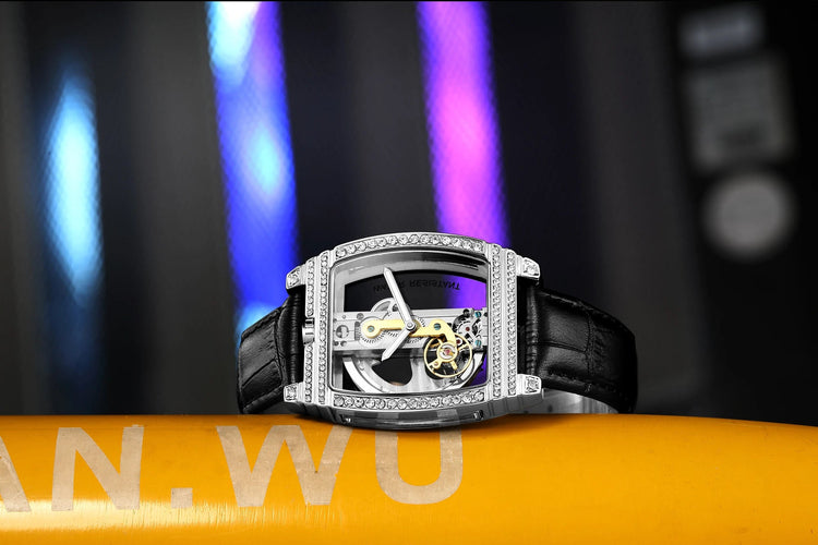Transparent Automatic Mechanical Watch Men Steampunk Skeleton Luxury Gear Self Winding Leather Mens Clock Watches Montre Homme Inspirational Watches