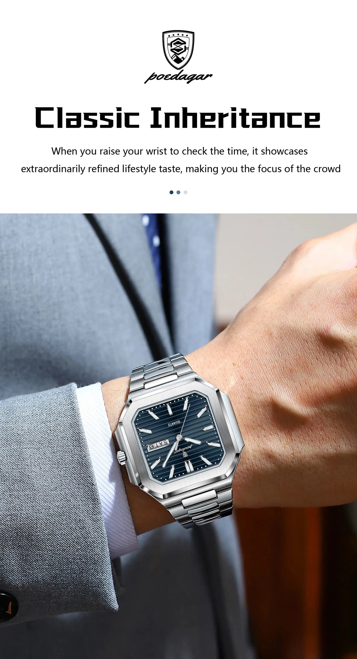 Square Fashion Man Waterproof Luminous Wristwatch Inspirational Watches