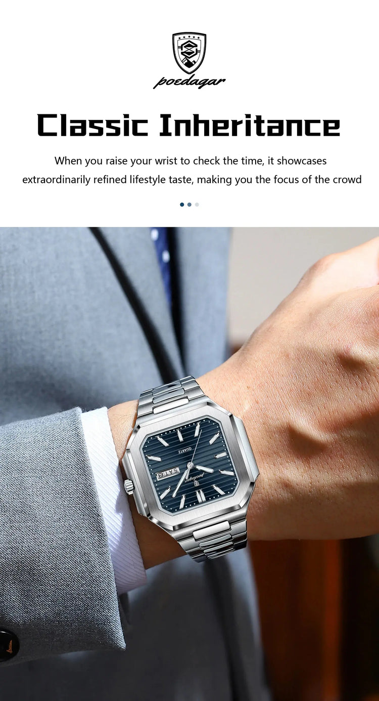 Square Fashion Man Waterproof Luminous Wristwatch Inspirational Watches