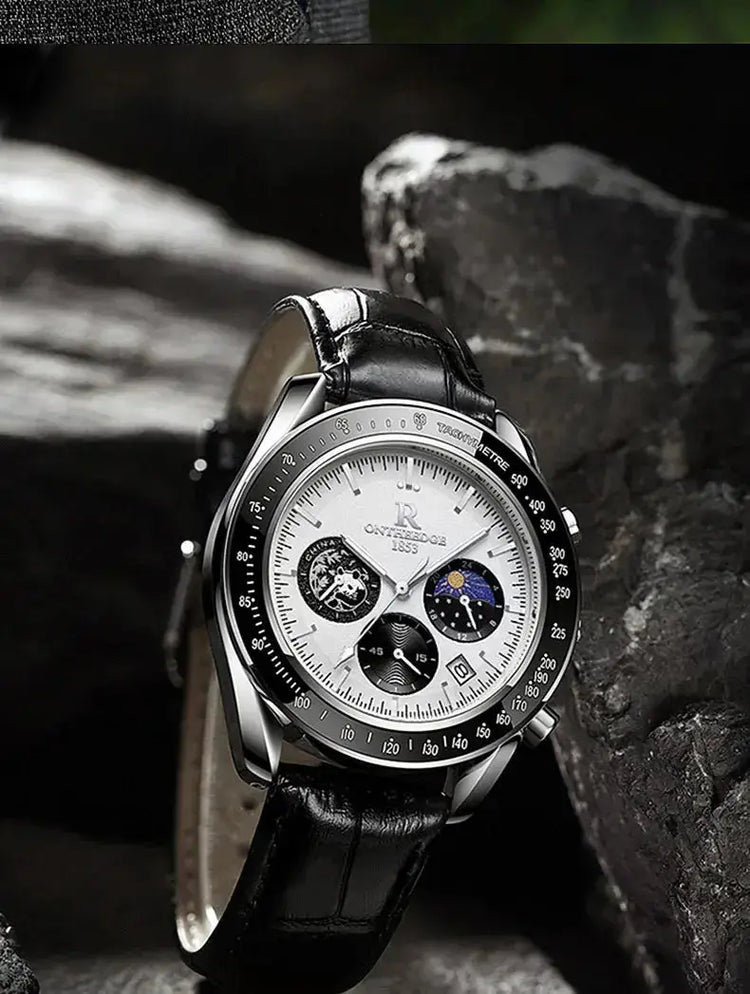 Chronograph Style Multifunction 6-Hand Big Dial Wristwatch for Business & Sports - Inspirational Watches