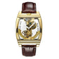 Top Brand Luxury Automatic Mechanical Transparent Skeleton Bridge Watch Leather Belt Inspirational Watches